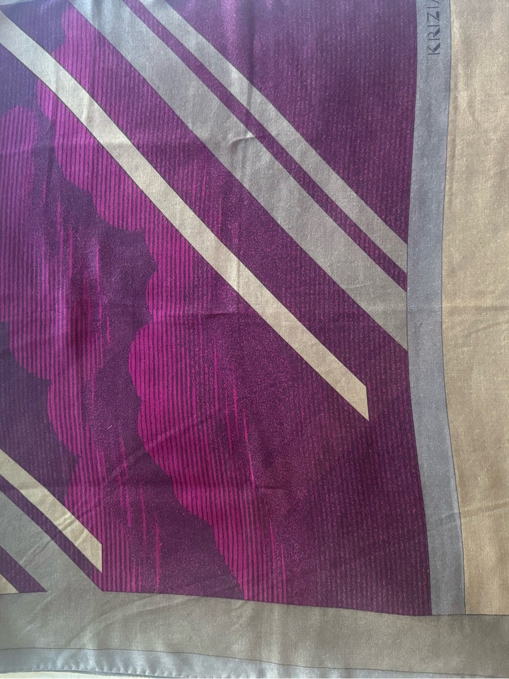Vintage Krizia Purple & Silver contemporary oversized scarf